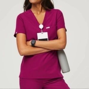 Figs Dark Magenta Set - Zamora Jogger High Waist XS Petite - Catarina XS